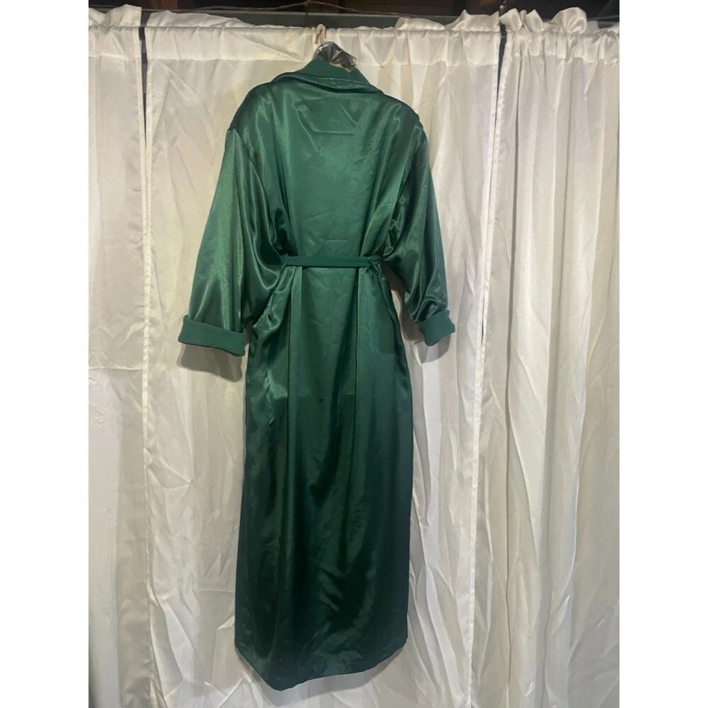 Victoria's Secret Women's Vintage Gold Label 90’s Green Satin Bath Robe Size X/S - Picture 4 of 8